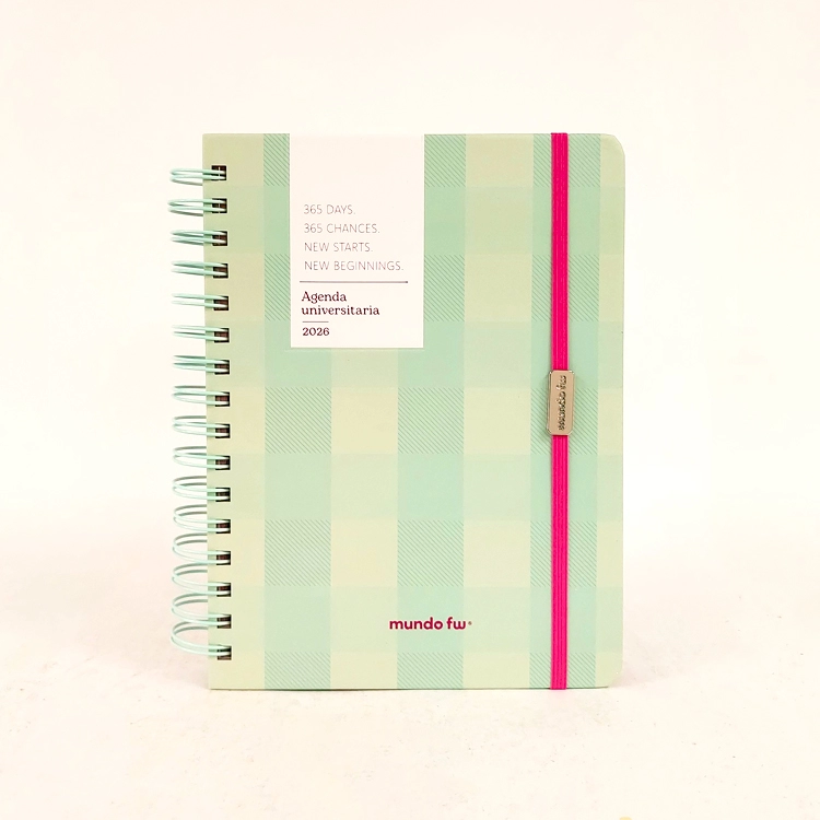 Agenda FW 2026 Universitaria Aqua con Espiral Semanal 15x21 Art.201998